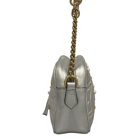 Gucci Shoulder Bag GG Marmont 447632 Silver Chain Shoulder/gold Hardware / Faux - Picture 4 of 16